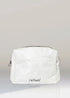 White quilted pouch with &